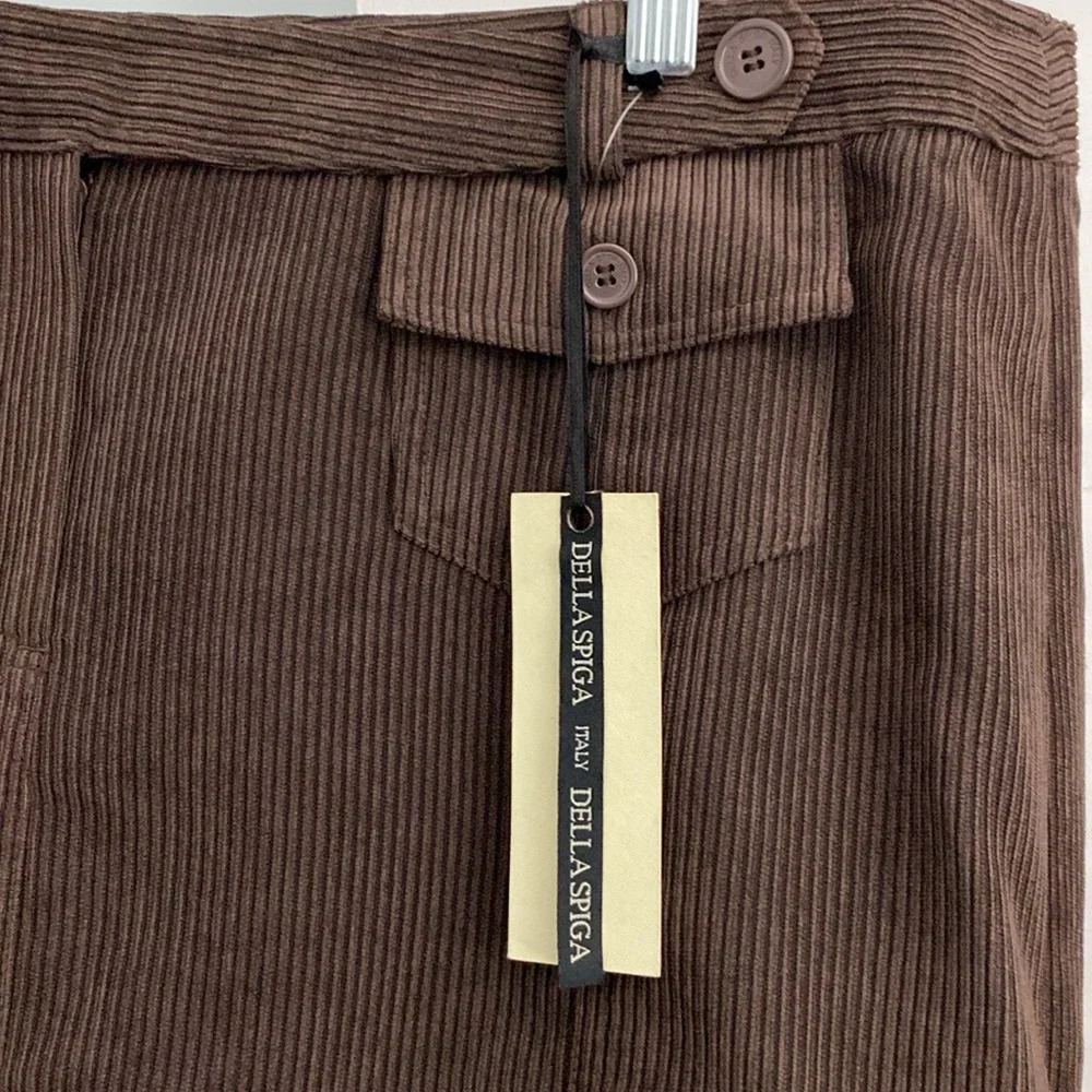 NWT Della Spiga, Italy, Brown Corduroy Pencil Skirt - Size 14 - Quiet Luxury - Picture 9 of 12